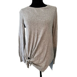 THE LIMITED GRAY LONG SLEEVE SWEATER WITH FRONT TIE DETAIL